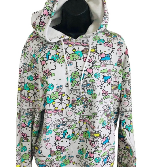 Hello kitty graphic print hello kitty city park monogram cozy hoodie size medium - Picture 16 of 16